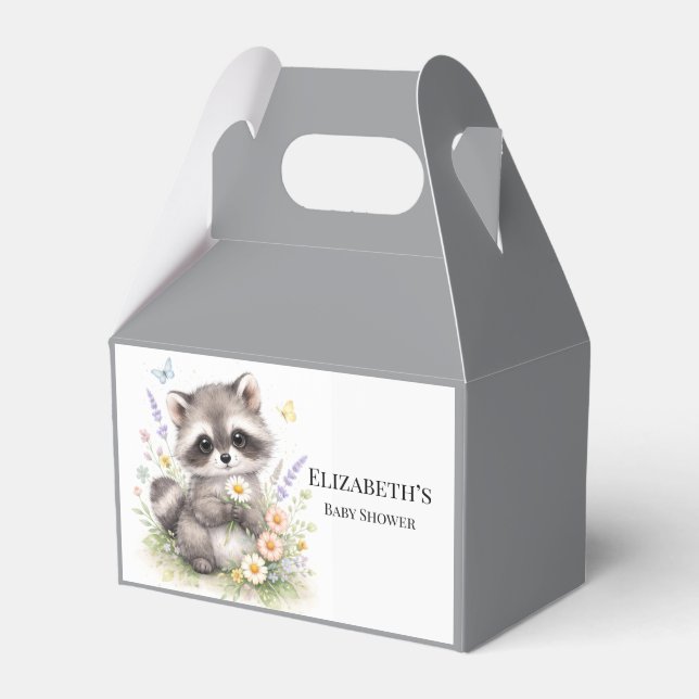 Cute Forest Baby Raccoon Baby Shower Favor Presentaskar (Framsidan Sidan)
