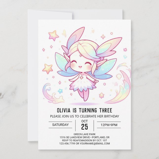 Cute Forest Fairy Birthday Inbjudningar (Framsida)