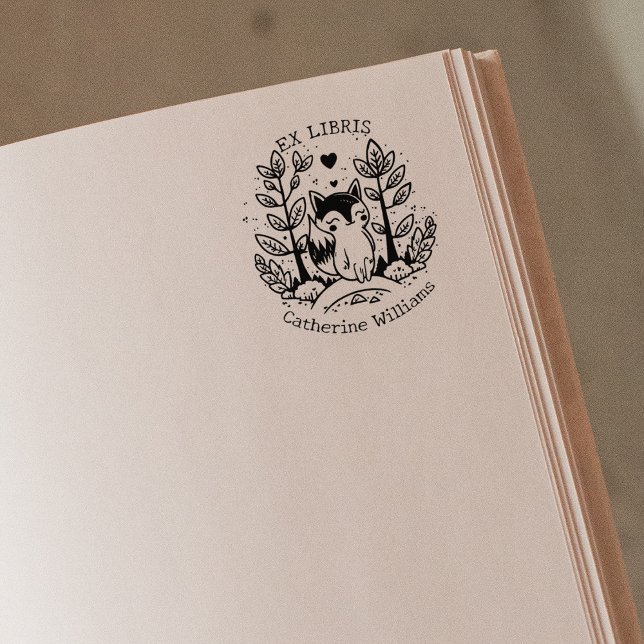 Cute Forest Fox, Bibliotek Ex Libris Stämpel (Skapare uppladdad)