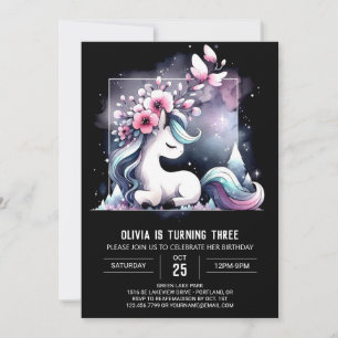 Cute Forest Horse Birthday Inbjudningar