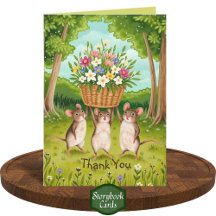Cute Forest Mice och Wildblommor Basket Tack