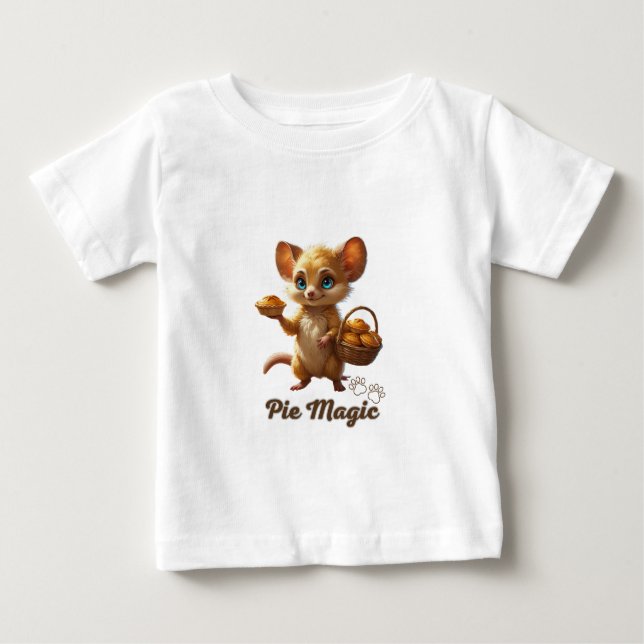 Cute Forest Mouse with Pies T Shirt (Framsida)