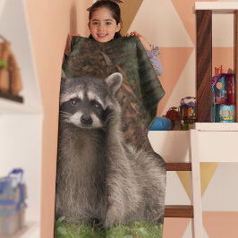 Cute Forest Raccoon Wildlife Photo Fleecefilt