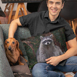 Cute Forest Raccoon Wildlife Photo Prydnadskudde
