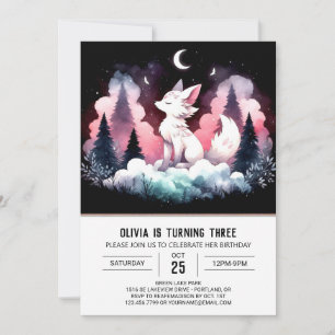 Cute Forest Varg Birthday Inbjudningar