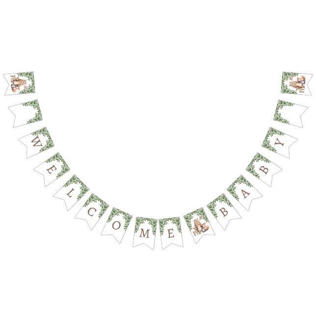 Cute Forest Woodland Animals Baby Shower Welcome Vimplar (Alla)