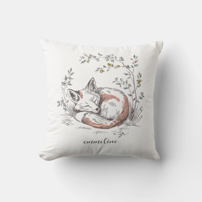Cute Forest Woodland Fox Personalized Kudde (Framsida)