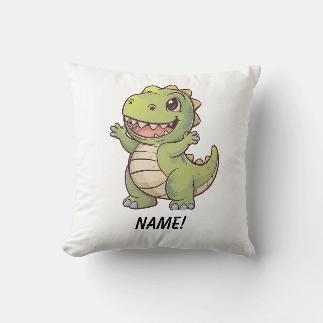 Cute, förhistorisk dinosaur-tecknad t rex kudde (Framsida)