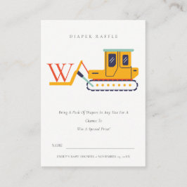 Cute Fork Hiss Monogram Diaper Raffle Baby Shower Tilläggskort