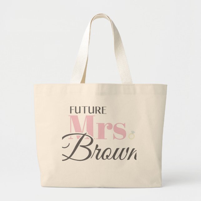 Cute Förlovning Future Brown Bachelorette Jumbo Tygkasse (Framsidan)