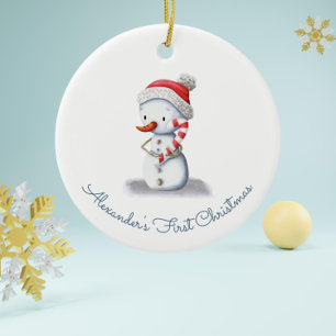 Cute Första jul Snögubbe Julgransprydnad Keramik