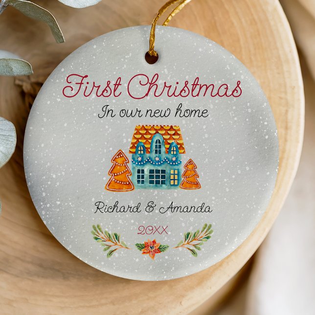 Cute, första julen, nytt hemkakakor julgransprydnad keramik (Skapare uppladdad)