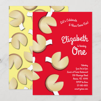 Cute Fortune Cookies Kids 1:a födelsedagen Party Inbjudningar