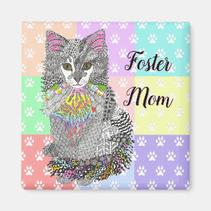 Cute Foster Mamma Cat Magnet