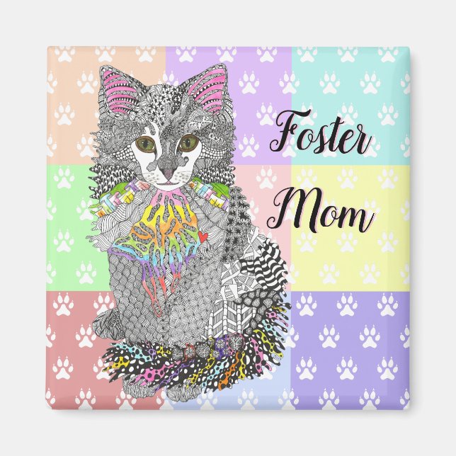Cute Foster Mamma Cat Magnet (Framsidan)