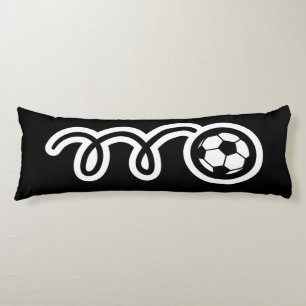 Cute fotboll, tecknad, eget namn, barn kroppskudde