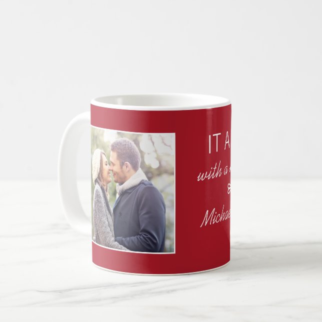 Cute-foto där allt började med citat kaffemugg (Framsida vänster)