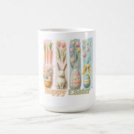Cute Four Lodrät Brash Watercolor Hoppy Påsk Kaffemugg