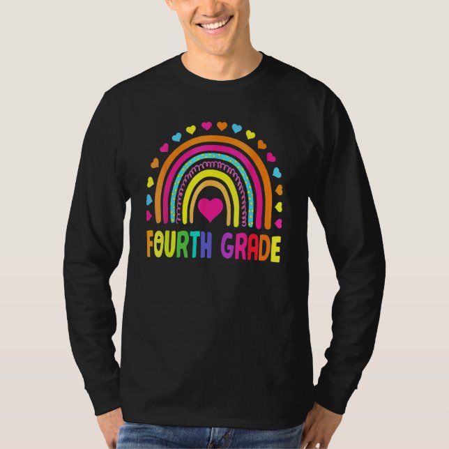 Cute Fourth Grade Rainbow Girls Kids Teacher Team  T Shirt (Framsida)