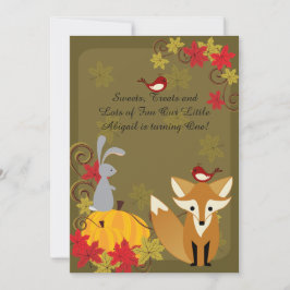 Cute Fox and Woodland Animals Hösten 1:a födelseda Inbjudningar