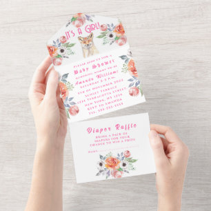 Cute Fox Animal Flowers Det är en Baby Shower Al