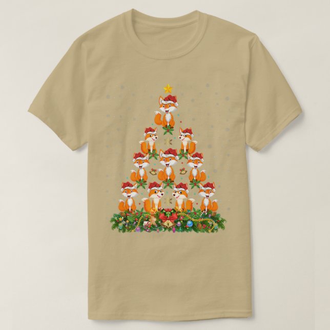 Cute Fox Animal Lover Julafton Santa Fox - jultre T Shirt (Design framsida)
