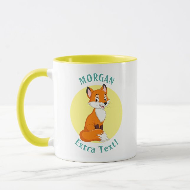 Cute Fox, anpassa Namn och meddelande Mugg (Vänster)