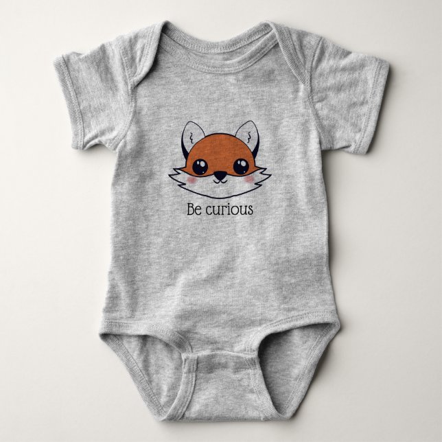 Cute Fox Ansikte är Nyfiket T Shirt (Framsida)