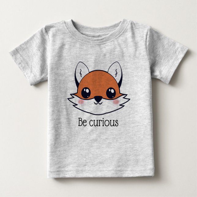Cute Fox Ansikte är Nyfiket T Shirt (Framsida)
