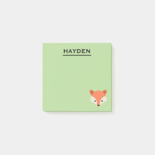 Cute Fox Ansikte på Gröntens Personlig Post-it Block