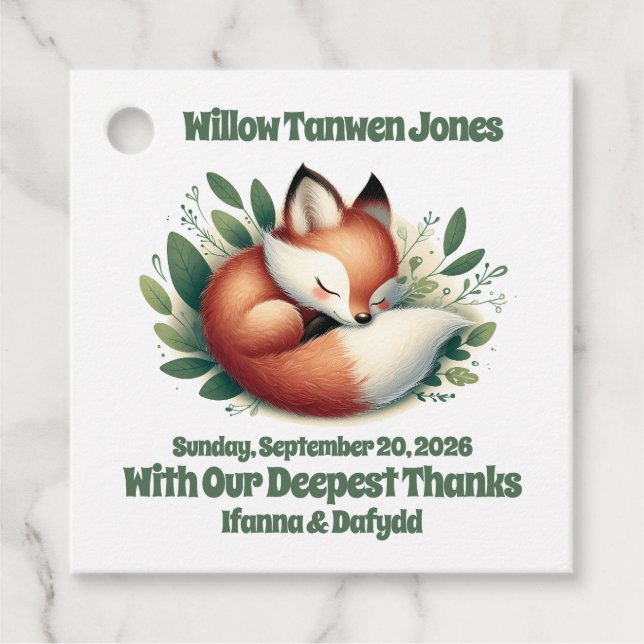 Cute Fox Asov i Löv Baby Shower Gåvor Etiketter (Framsida)