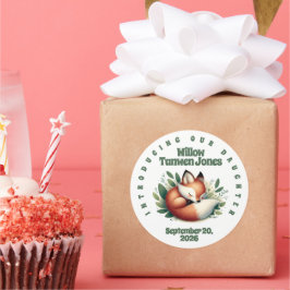 Cute Fox Asov i Löv Baby Shower Runt Klistermärke