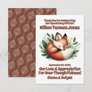 Cute Fox Asov i Löv Baby Shower Tack Kort
