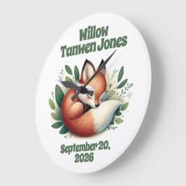 Cute Fox Asov i Löv Nursery Stor Klocka