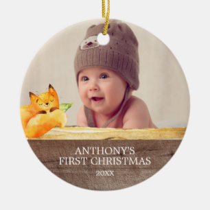 Cute Fox Baby 1St Photo-julprydnad Julgransprydnad Keramik