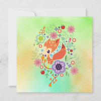 Cute Fox Baby Art Animal med Blommigt