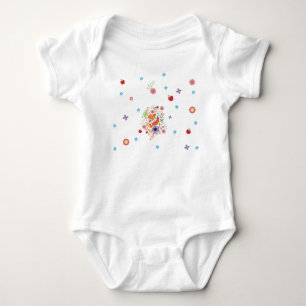 Cute Fox Baby Art Animal med Blommigt T Shirt