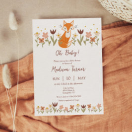 Cute Fox Baby Shower Inbjudningar