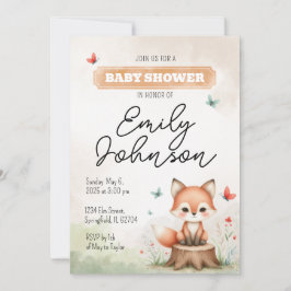 Cute fox baby shower invitation inbjudningar