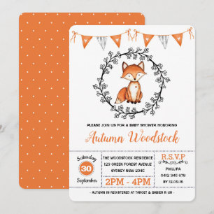 Cute Fox Baby Shower/Modern Woodland Forest Inbjudningar