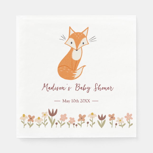Cute Fox Baby Shower Pappersservett (Framsidan)