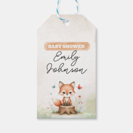 Cute fox baby shower presentetikett