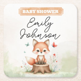 Cute fox baby shower underlägg papper kvadrat