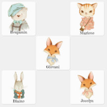 Cute fox-björn, vattenfärg back to school