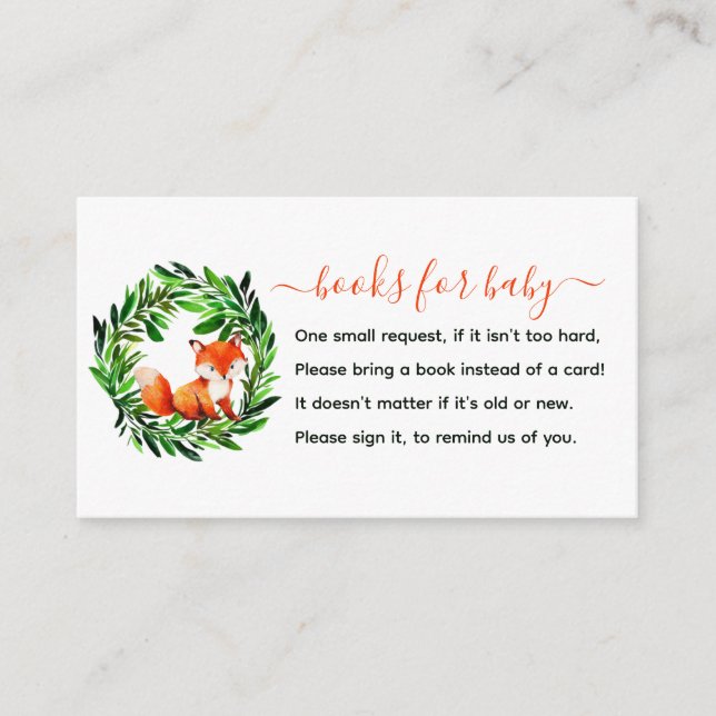 Cute Fox-Bokar för babyvisningshölje Tilläggskort (Framsida)