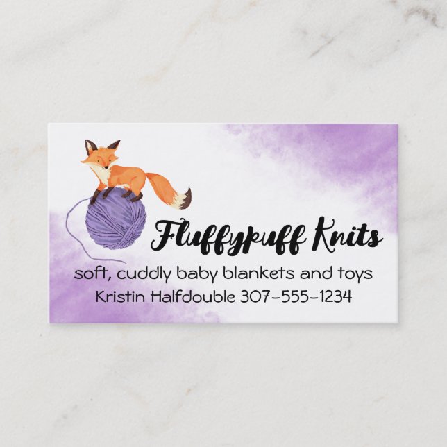 Cute fox bollar av garn av trikå visitkort (Framsida)