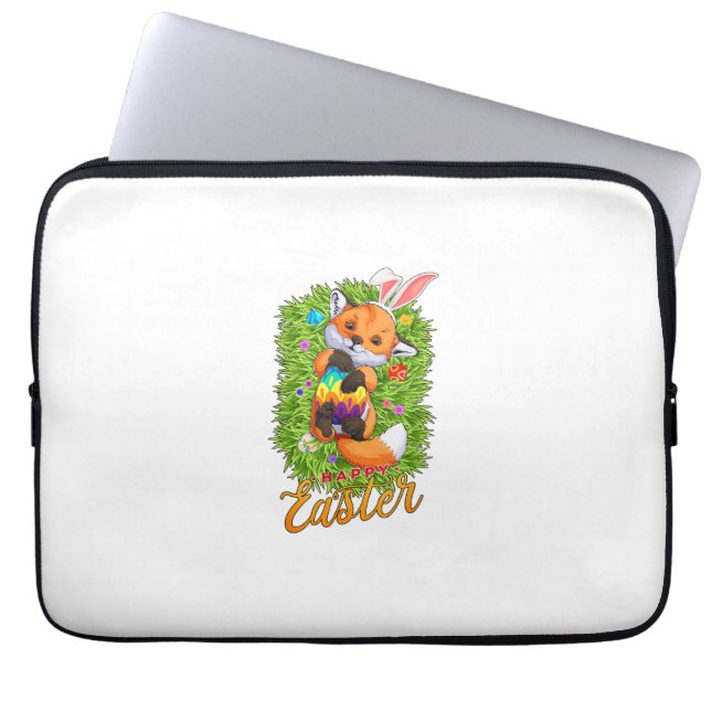 Cute Fox Bunny Ears Happy Easter Fox with Easter E Laptop Fodral (Framsidan)