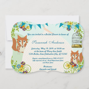 Cute Fox Bunting Garden Möhippa Inbjudan