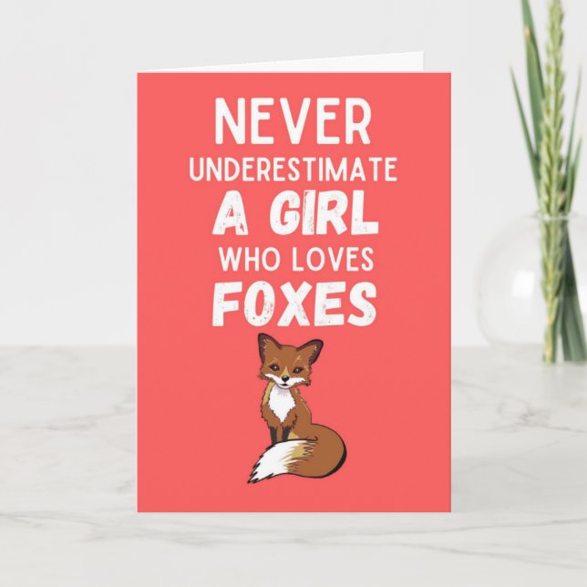 Cute Fox Cards For Girls For Kids Pink Animals Kort (Framsida)
