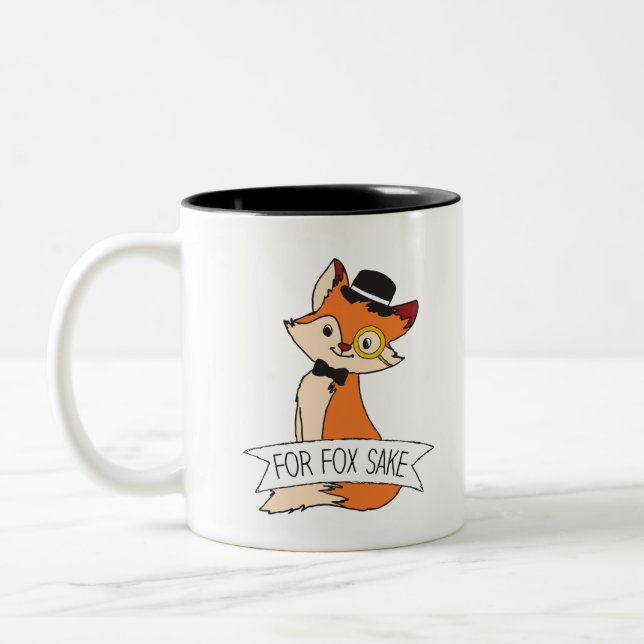 Cute Fox Clipart Oh for Fox Sake Epic Sarcastic Två-Tonad Mugg (Vänster)